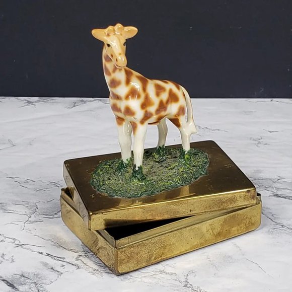 Brass Box Bone China Giraffe Petite Choses Vintage - Picture 8 of 9